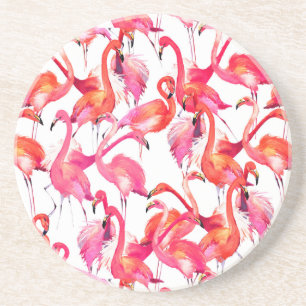Dessous De Verre En Grès Flamants roses d'aquarelle dans les aquarelles