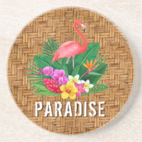 Flamingo Flowers on Wicker Pattern