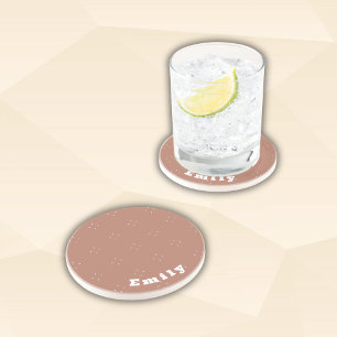 Dessous De Verre En Grès Flèche blanche monogramme sur mousse mocha arrière