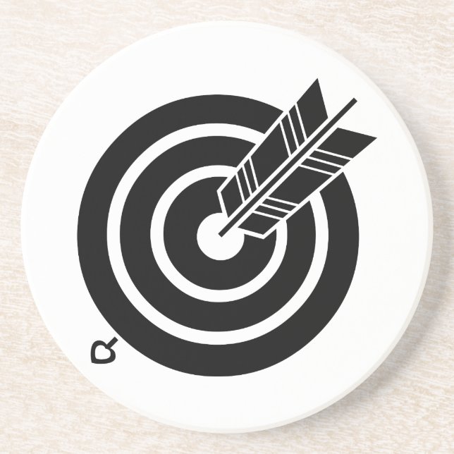 Dessous De Verre En Grès Flèche frappe une cible ronde (Devant)