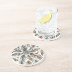Dessous De Verre En Grès Fleur à Plumes