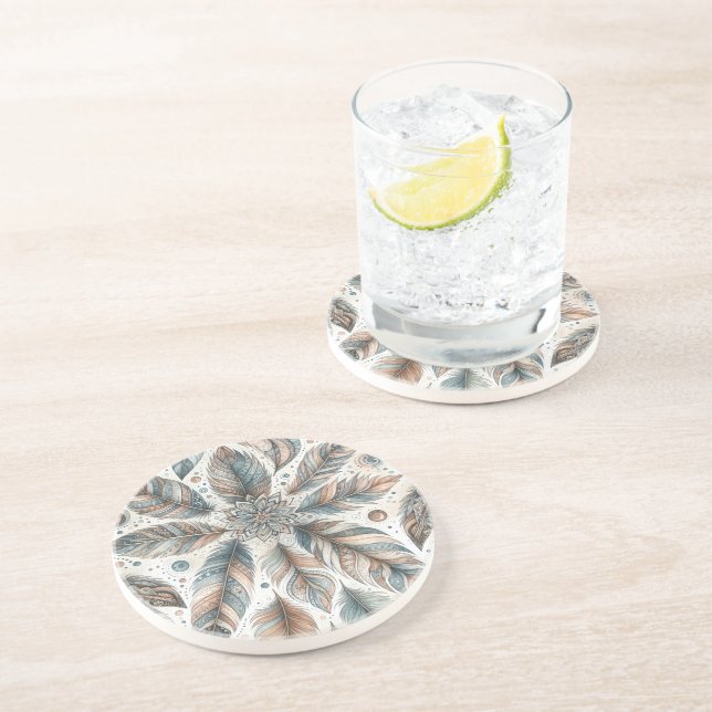 Dessous De Verre En Grès Fleur à Plumes (Côté)