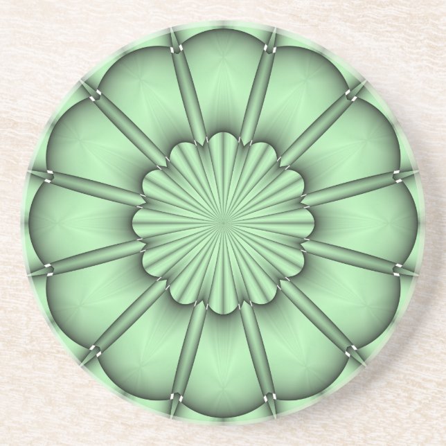 Dessous De Verre En Grès Fleur Abstraite en vert pâle (Devant)