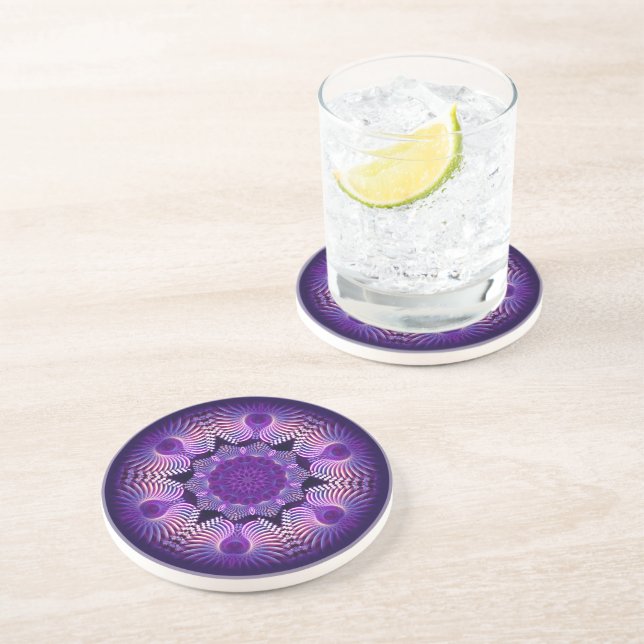 Dessous De Verre En Grès Fleur Apophyse Kaleidoscope I (Côté)