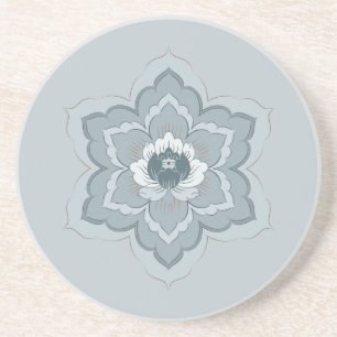 Dessous De Verre En Grès Fleur Baoxiang chinoise dans un bleu brumeux et ja