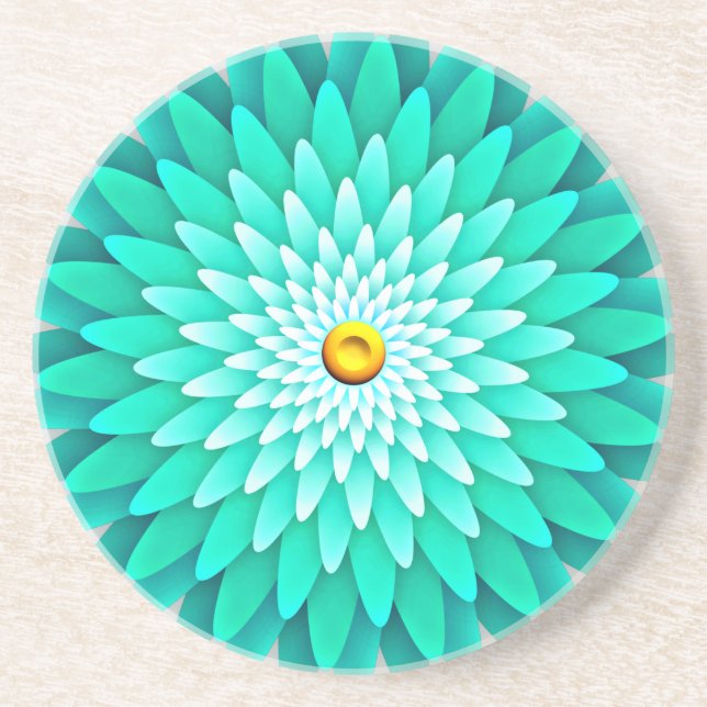 Dessous De Verre En Grès Fleur bleue Mandala-68566 (Devant)
