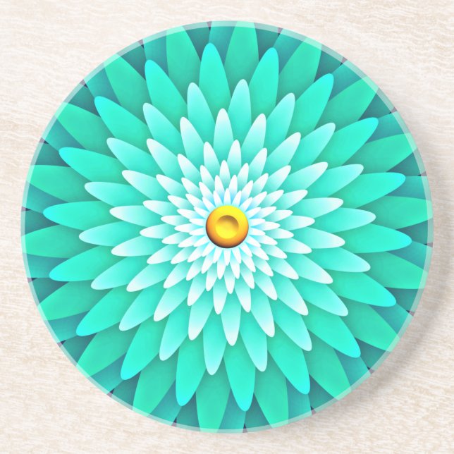 Dessous De Verre En Grès Fleur bleue Mandala-68566 (Devant)