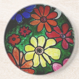 Dessous De Verre En Grès fleur colorée