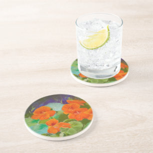Dessous De Verre En Grès Fleur de capucine - Pastel botanique