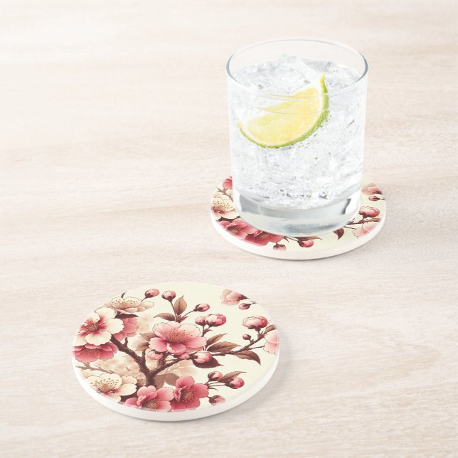Dessous De Verre En Grès Fleur de Cerisier (Côté)