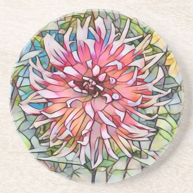 DESSOUS DE VERRE EN GRÈS FLEUR DE DAHLIA (Devant)
