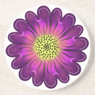 Dessous De Verre En Grès Fleur de Dahlia Violet Rose Néon Lumineux Personna