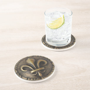 Dessous De Verre En Grès Fleur De Lis Medallion