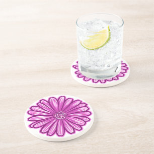 Dessous De Verre En Grès Fleur de marguerite africaine, Illustration réalis
