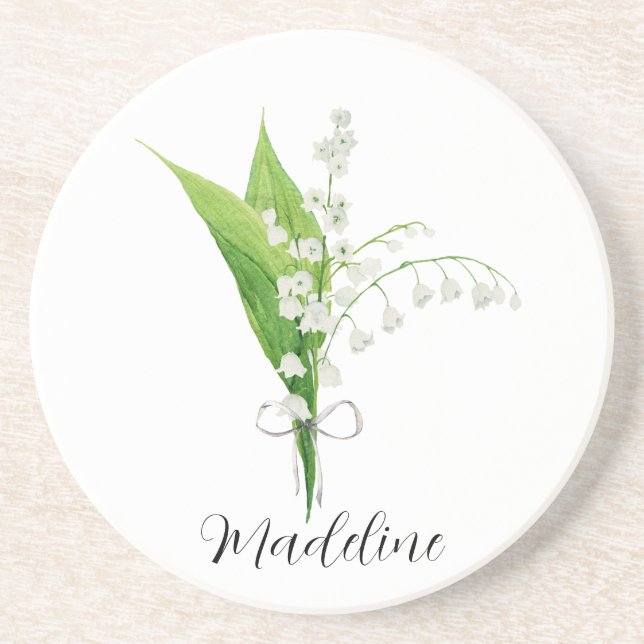 Dessous De Verre En Grès Fleur de Muguet Floral   (Devant)