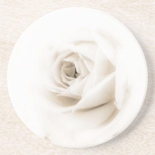 Dessous De Verre En Grès Fleur de rose blanc