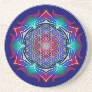 Dessous De Verre En Grès FLEUR DE VIE / Blume des Lebens - Mandala IV