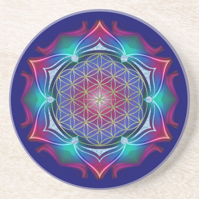 Dessous De Verre En Grès FLEUR DE VIE / Blume des Lebens - Mandala IV (Devant)