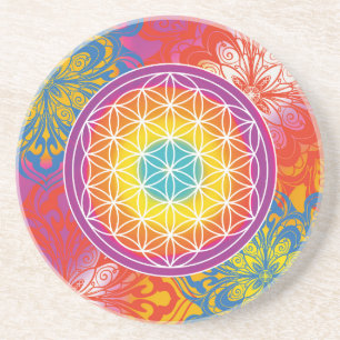 Dessous De Verre En Grès Fleur de vie mandala zen