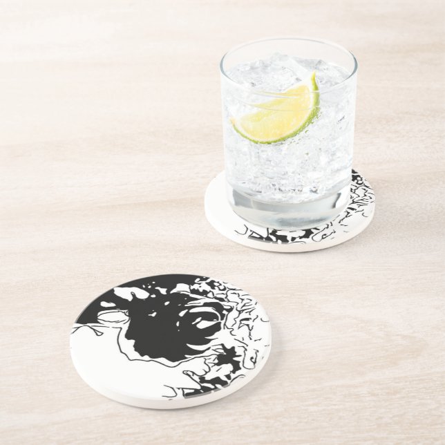 Dessous De Verre En Grès Fleur Doodle (Côté)