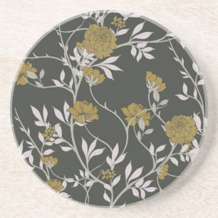 Dessous De Verre En Grès Fleur élégant : dessin de motif vintage.