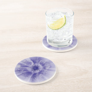 Dessous De Verre En Grès Fleur en bleu