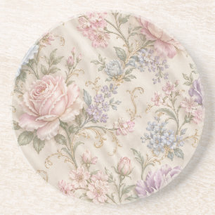 Dessous De Verre En Grès Fleur rose de pivoine rose shabby chic vintage