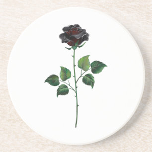 Dessous De Verre En Grès Fleur rose noire