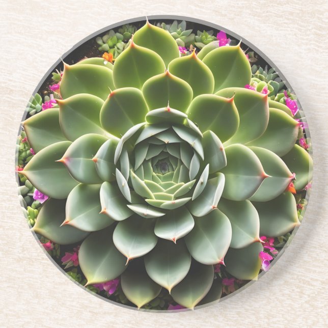 Dessous De Verre En Grès Fleur Succulente Radieuse (Devant)