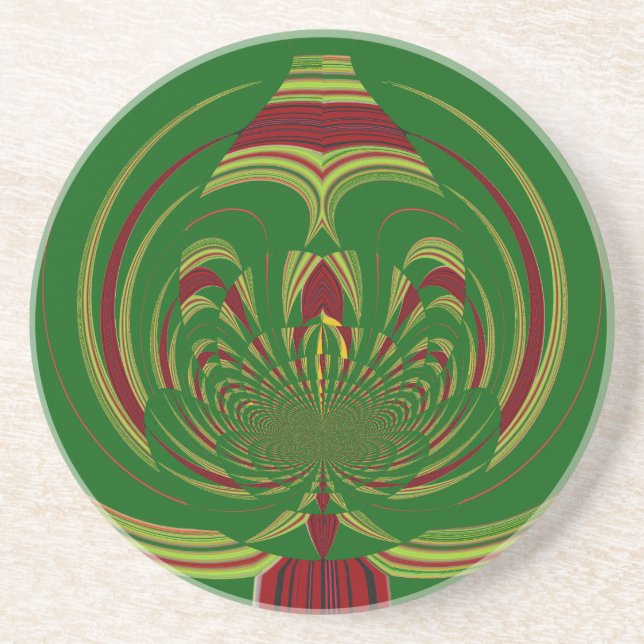 Dessous De Verre En Grès Fleur Vert (Devant)