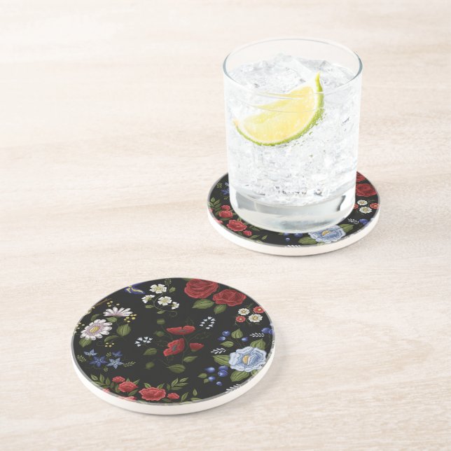Dessous De Verre En Grès Fleurs (Côté)