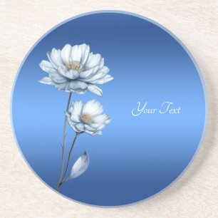 Dessous De Verre En Grès Fleurs Aquarelle Bleue Dessus de Verre en Grès