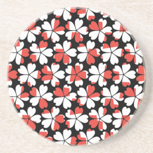 Dessous De Verre En Grès Fleurs blanches rouges mignons motif