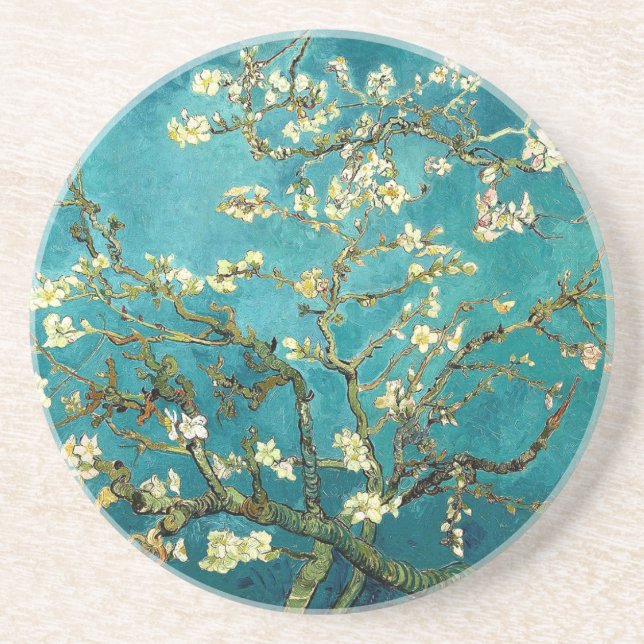 Dessous De Verre En Grès Fleurs d'amandier de Van Gogh Impressionnisme clas (Devant)