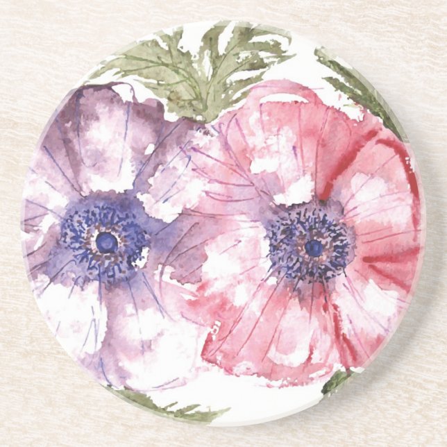 Dessous De Verre En Grès Fleurs d'aquarelle (Devant)