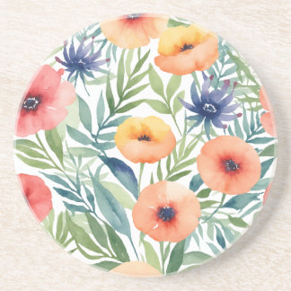 Dessous De Verre En Grès Fleurs d'aquarelle motif