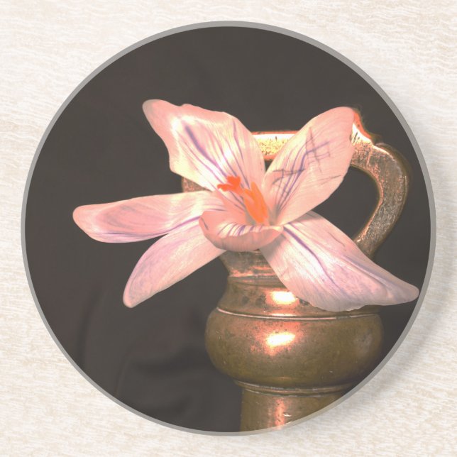 Dessous De Verre En Grès Fleurs de Crocus (Devant)