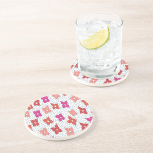 Dessous De Verre En Grès Fleurs de fête et Pois