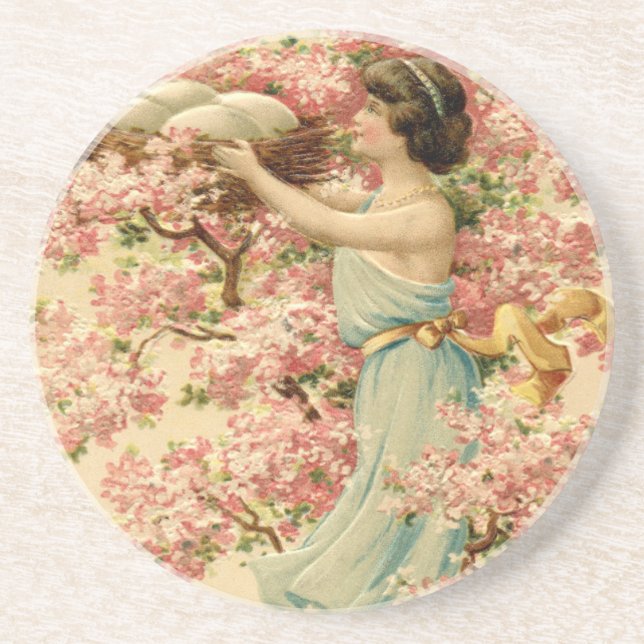 Dessous De Verre En Grès fleurs de foi de Pâques roses Cerisier Fleur Nest  (Devant)