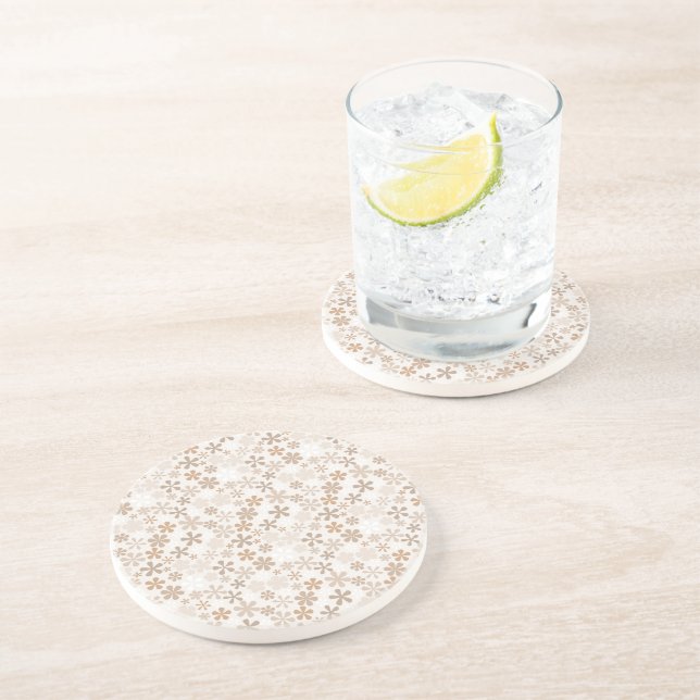 Dessous De Verre En Grès Fleurs de marguerite beige esthétique florale Dits (Côté)