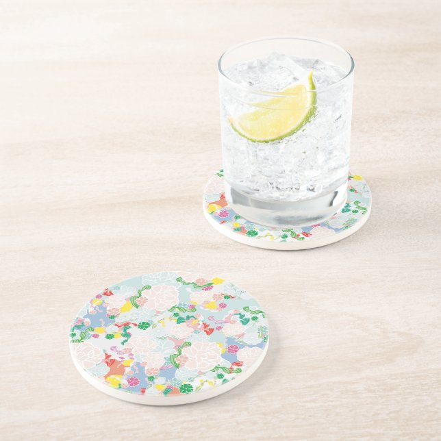Dessous De Verre En Grès Fleurs de pivoine (Côté)
