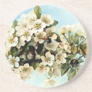 Dessous De Verre En Grès Fleurs de pommier anciennes