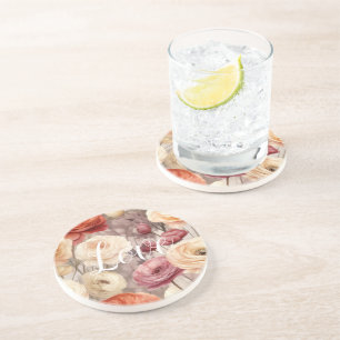 Dessous De Verre En Grès Fleurs de printemps de crème bourguignonne Amour
