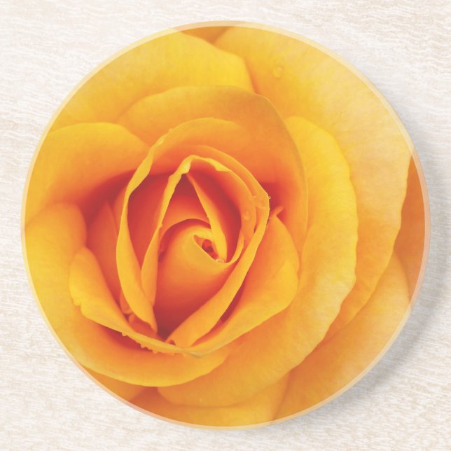 Dessous De Verre En Grès fleurs de rose jaune (Devant)