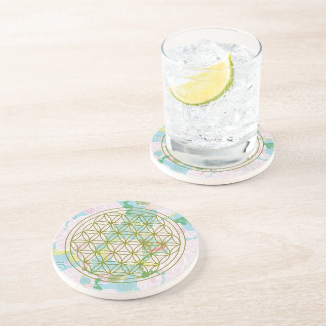 Dessous De Verre En Grès Fleurs de vie (Côté)