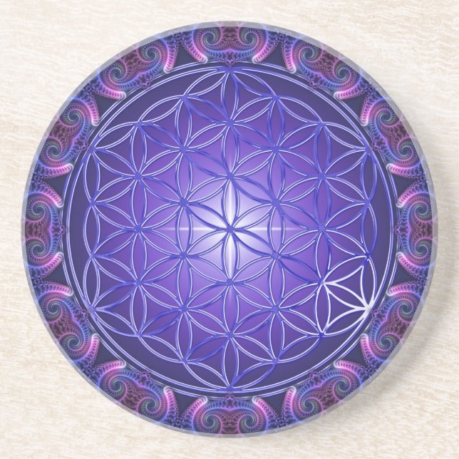 Dessous De Verre En Grès FLEURS DE VIE / Blume des Lebens Mandala I Carré (Devant)