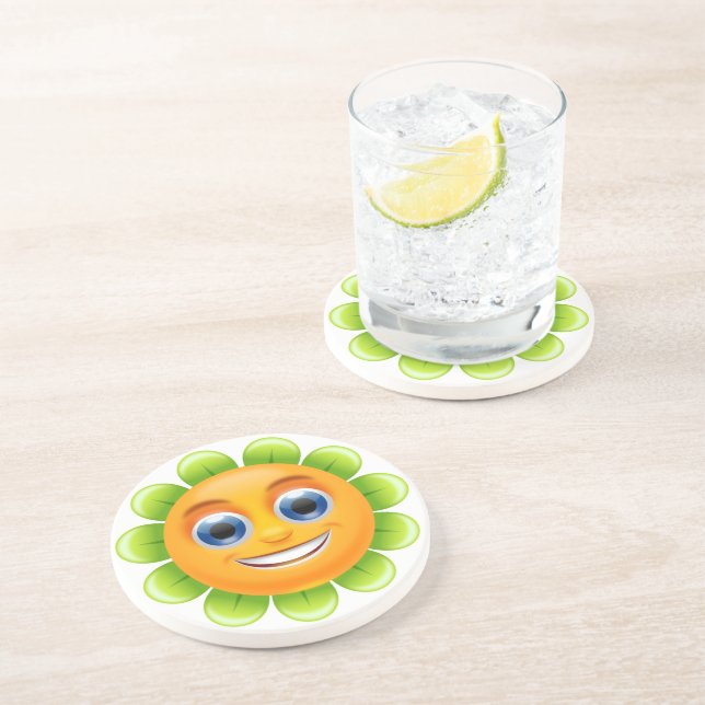 DESSOUS DE VERRE EN GRÈS FLEURS DE VISAGE SOURIS (Côté)
