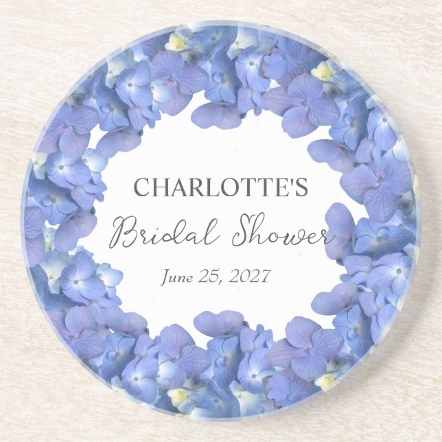 Dessous De Verre En Grès Fleurs d'Hortensia Bleu Personnalisées pour Baby S (Devant)