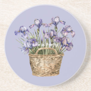 Dessous De Verre En Grès Fleurs d'Iris Violettes