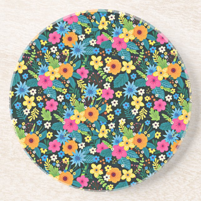 Dessous De Verre En Grès Fleurs Ditsy Vibrantes Motif Floral-43785 (Devant)